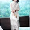 Ethnische Kleidung Frauen Sommer 2023 Stil Zen Mittellang Retro Chinesisches Impd Cheongsam Kleid Drop Lieferung Bekleidung Dhvzf