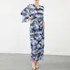 Abiti casual Miyake pieghettato moda donna elegante abito da sera da sera girocollo manica lunga design patchwork ampio taglie forti maxi