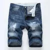 سراويل جينز للرجال شورتات عالية الجودة جودة قصيرة من القطن القطن الصلبة مستقيمة الذكور الأزرق غير رسمي