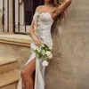 Lässige Kleider Sexy Frauen Sommer figurbetontes Maxikleid Fleck Spaghettiträger ärmellos rückenfrei Abschlussball Cocktail Hochzeit Gast