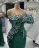 Party Dresses Dark Green Leaves Design Glitter Beaded Sequins Evening Crystals Stones Long Formal Gowns For Women Wedding 2024