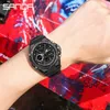 Zegarek zegarki Sanda Men Sports Watches Dual Down Analog Digital LED Electronic Quartz Waterproof Swimming Military Watch 6008