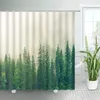 Cortinas de chuveiro nevoeiro florestas névoas pinheiros naturais paisagem de banheira conjunto decoração de banheiro em home polyester com ganchos