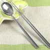 Set di posate coreano 2 bacchette in acciaio inossidabile cucchiaio stoviglie per la cena a casa