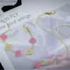 Bangle Vanly Clefly Bracelet Live Streaming of New Lucky Four Leaf Grass Bracelet Pink Rose Diamon