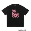 Designer Correct version of Lo Yi Wei Neon Embroidery Fluorescent Pink Couple Casual Loose Short sleeved T-shirt 260g Cotton TGZR