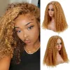 Wigs Honey Blonde глубоко вьющиеся синтетический парик Выделите глубокую волну короткий кудрявый парик для чернокожих женщин в Хэллоуин Рождественский косплей вечеринка