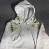 Självgjorda nål broderade blommor maskrosor krysantemum plysch high street hoodies blommiga hoodies trend
