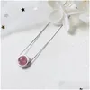 Chains Foyuan Sier Color Sweet Stberry Crystal Necklace Valentines Day Jewelry Pink Drop Delivery Necklaces Pendants Dhqck