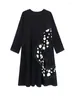 Casual Dresses XITAO Dots Print Muster Falten Kleid Patchwork Herbst Mode Persönlichkeit Lose Mittellange Langarm LDD2184