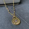 Kettingen mode vintage rome vrouwelijke ronde hangers kettingen gouden kleur kristal maan ster ketting sieraden voor vrouwen zk30