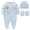 Babymeisjeskleding Set Boy Pijama's Bebe vul met hoedenhandschoenen katoen ademende zachte ropa geboren slapers pjiamas 240325