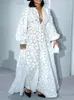 カジュアルドレスエレガントな白い長い女性ゆるいファッションホローアウトスリーブ大規模ボーホーマキシドレスホリデー休暇服