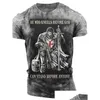 Men'S Casual Shirts Rukas T-Shirt Graphic Yew With Slogan Templar Knight Cross Soldier Cut Throat Red Blue Brown Green Grey 3D Print Dhjfr