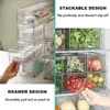 Garrafas de armazenamento 2 pacotes de gavetas de geladeira, caixas organizadoras de geladeira transparentes com gaveta extraível, recipientes de alimentos para animais de estimação