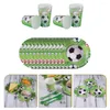 Bicchieri usa e getta Cannucce Bicchieri di carta Piatti Piatti Stoviglie Stoviglie per feste di calcio Reparto sportivo Kit modello calcio Tema Baby