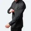 Plus 6xl Mens Social Shirt Autumn Spring Business Dress Shirts Icke-Iron Casual Solid Vertical Black Slim Fit Elastic Clothe 240327