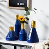 Vaser små munnar blå keramisk vas torkad blomma vardagsrum arrangemang hem dekoration bord prydnader dekorativa