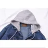 Womens Jackets Autumn 2021 Korean Washed Black Loose Removable Hooded Women Denim Jacket Couple Plus Size Fashion Bomber Vetement Drop Dhamd