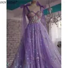 Party Dresses Shin Bridal A Line Spaghetti Straps Glitter Evening For Women Sparkly Sweetheart Prom Dress Purple Tulle Wedding