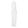 Swimsuit With Cover Up Set Beach Wear May Exit Ladies Women Sexy Hollow Backless Slim Fit Street Slit Neck Dress Solid