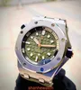 Знаменитые наручные часы AP Royal Oak Offshore Series 15720ST Прецизионная сталь Авокадо Зеленая пластина Мужская мода Досуг Бизнес Спортивная техника Часы для дайвинга