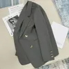 Damenanzüge, vielseitige Jacke, modisch, elegant, grau, kleiner Anzug, lockerer trendiger Mantel, britische mittellange High-End-Blazer, Frühling 2024