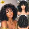 Perücken kurzes Haar Afro Kinky Curly Perücken mit Pony für schwarze weiße Frauen synthetische Cosplay natürliche Ombre Brown Curly Bob Perücken Lizzy 14 "