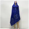 Lenço muçulmano feminino africano lenços de algodão bordado grande cachecol dubai isálmico longo hijab para xales pashmina 220*105 240327