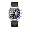 Hot Fashion Watch Mens Regalo orologio quarzo orologio da uomo a cintura in vetro leggero blu