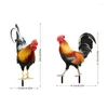 Garden Decorations 2 Pcs Acrylic Rooster Lawn Stakes Outdoor Animal Chicken Statues