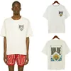 Rhude short-mouwen Amerikaanse high-street modemerk heren en dames seksloze pokerkaart bedrukt los t-shirt