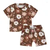 Conjuntos de roupas infantis bebê menina menino 2pcs roupas de verão casual floral impressão manga curta camisetas e calças roupas de crianças