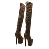 Dance Shoes LAIJIANJINXIA 17CM/7inches PU Upper Pole High Heel Platform Sexy Nightclub Women's Modern Long Boots 166