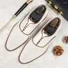 Dress Shoes Luxury Men Oxford Genuine Cow Leather Handmade Fashion White Formal Wear Man Wedding Office Pointed Toe Lace Up