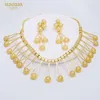 Necklace Earrings Set SUNNESA Brazilian Jewelry For Women 18K Gold Plated Senegal Style Big Geometric Spherical African Drop