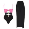 Högkvalitativ en bit baddräkt Gyllene buck tryckt Push Up Women Bikini Set badkläder Slimming Bathing Strand Beach Wear 240402