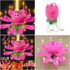 Candles Birthday Cake Music Rotating Lotus Flower Christmas Festival Decorative Wedding Party Decorat Drop Delivery Home Garden Decor Dhvnu