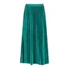 Skirts Spring Autumn Women Pleated Maxi Skirt Elegant Black Green Islamic Lady Vintage Bottoms Outfit Jupe Longues Femmes Musulmane