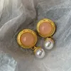 Dangle Earrings Medieval Glass Pearl For Female Minority Design Sense High Grade Gentle Temperament Pendant Baroque