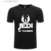 Męskie koszulki Jedi w treningu st ars w ars klasyczny projekt filmu drukowane mężczyźni T-shirty Krótkie płyty bawełniane topy t Cool Strt Style Plus Size 4xl Asian Size Y240402