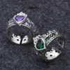 Cluster Rings Bocai S925 Sterling Silver Vintage Fashionable Set med Zircon Castle Crown Ring Gift för män och kvinnor