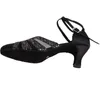 Sapatos de dança de salto personalizado feminino fechado dedo do pé festa de salão moderno salsa latina cor preta social sapato de noite
