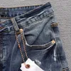 2024 Designer Heren Shorts Jeans Paars Merk Denim Shorts Heren Zomer Mode Hoge kwaliteit High Street Amerikaanse plus-size hiphop gescheurde denim shorts