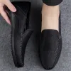 Slippers echte lederen mannen schoenen Casual formele heren Loafers moccasins merk Italiaanse ademende slip op mannelijke bootschoenmaat 46 47