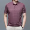 Polos d'été pour hommes, T-shirt fin à manches courtes, revers ample, vêtements d'âge moyen