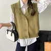女性のベストkorejepo v-neck college style vest solid color sort color short nit seater2024 autumniedure Simplicity Cardigan Top Woman