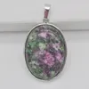 Pendentif Colliers Rouge Vert Zoisite Pierre Perle Ovale GEM Bijoux S933