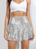 In 2024 Spring Summer Glitter Pargin Sexy geplooide rok voor dames streetwear Party Nightclub High Wasit Mini Skirts 240323