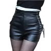 Preto Pu Couro Bandage Shorts Mulheres Cintura Alta Nádegas Elásticas Apertadas Sexy Botas 240402